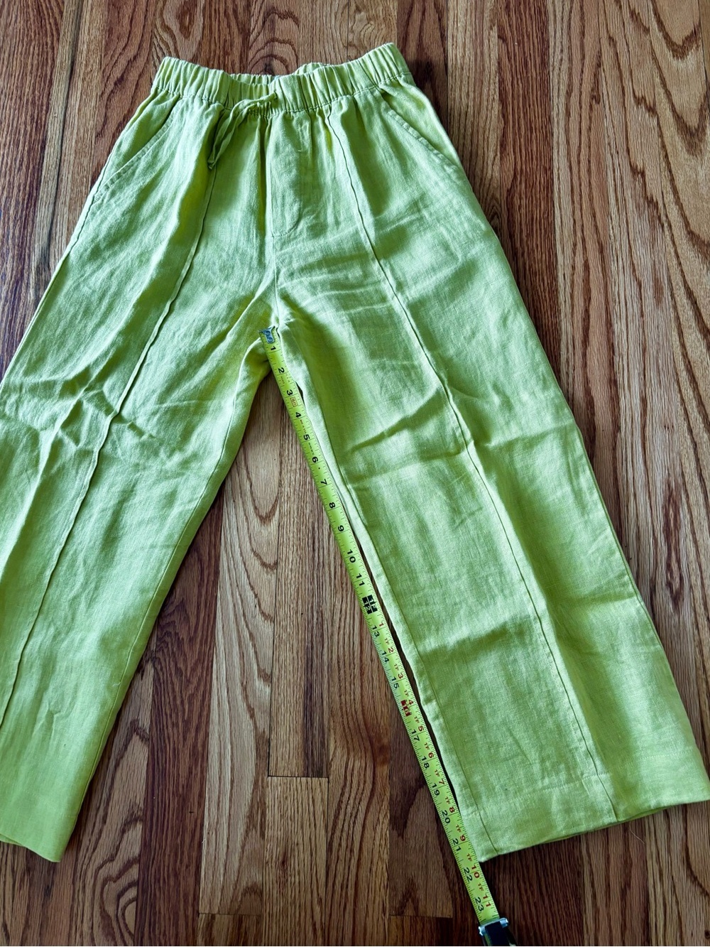 Zara Chartreuse Lightweight Linen Elastic Waist Casual Kids Pants - Picture 5 of 7